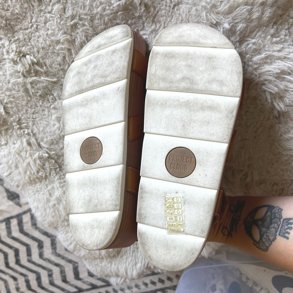 Project Cloud Phased Tan Leather Platform Fisherman Wedge Sandals Womens Size 8 - Picture 6 of 7